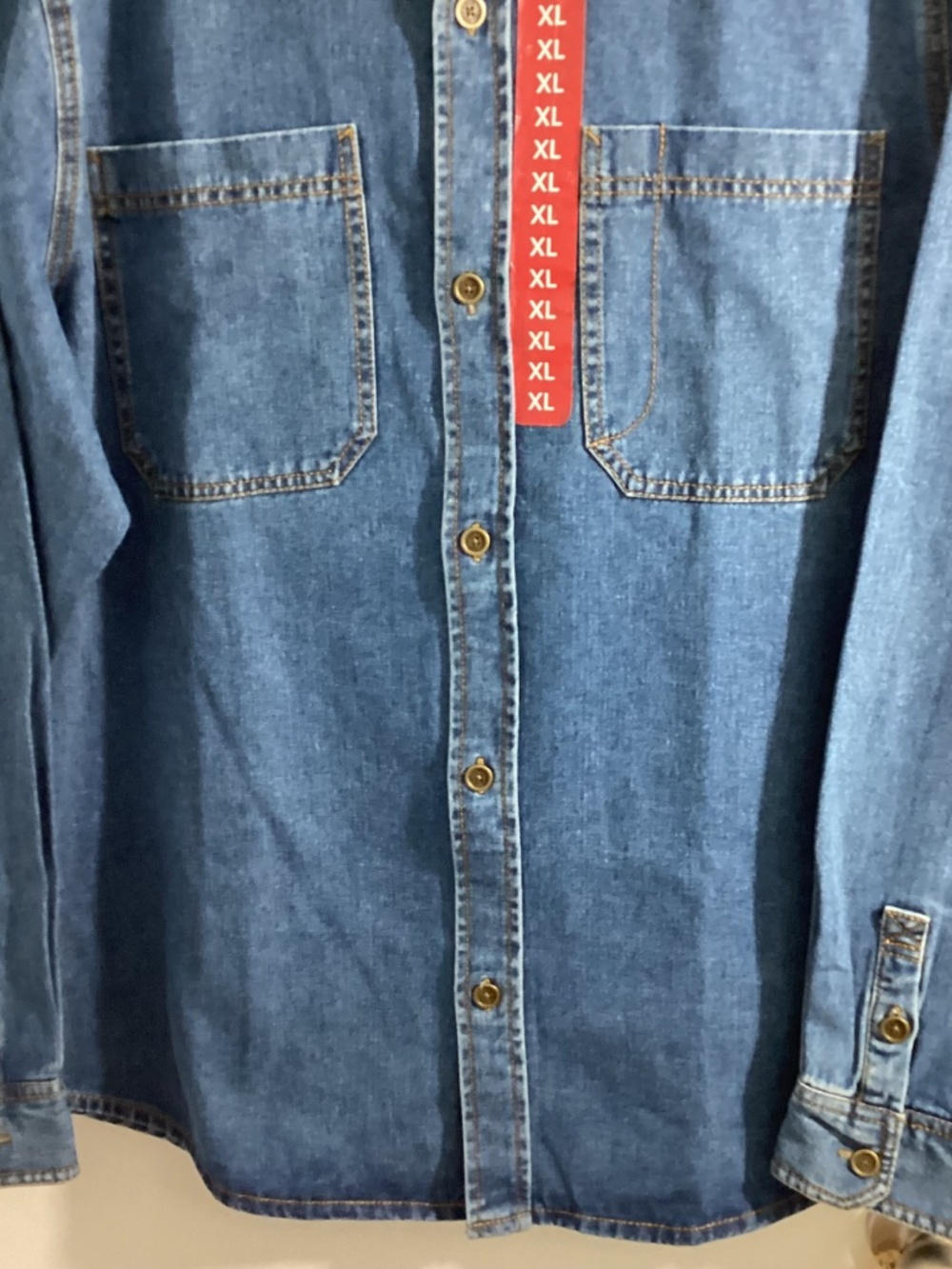 NWT FRYE MEN'S XL BARN SHACKET DENIM MEDIUM WASH WITH CORDUROY COLLAR - Picture 3 of 8